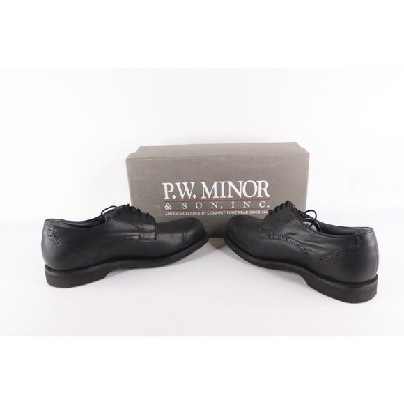 NOS Vintage 90s Mens 10 D Chunky Leather Toe Cap Oxford Dress Shoes Black USA main image 4